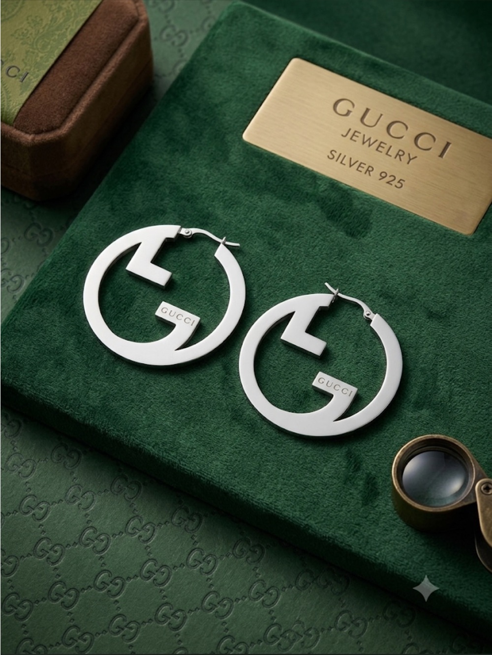 Fashion Jewelry Silver Gucci-Inspired G Hoop Earrings